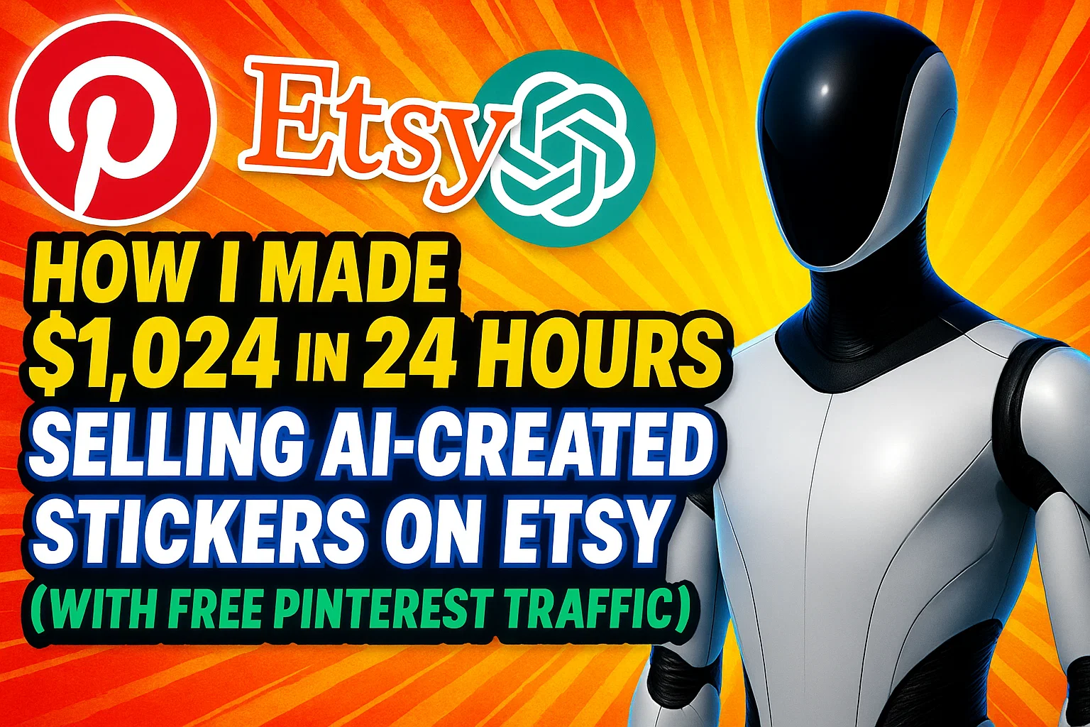 How I Made $1,024 in 24 Hours Selling AI-Created Stickers on Etsy (With Free Pinterest Traffic)